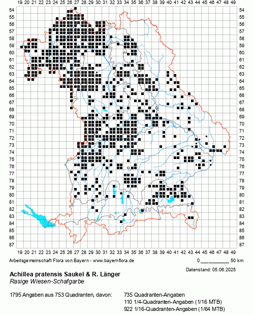 Die Verbreitungskarte zu Achillea pratensis Saukel & R. Länger wird geladen ...