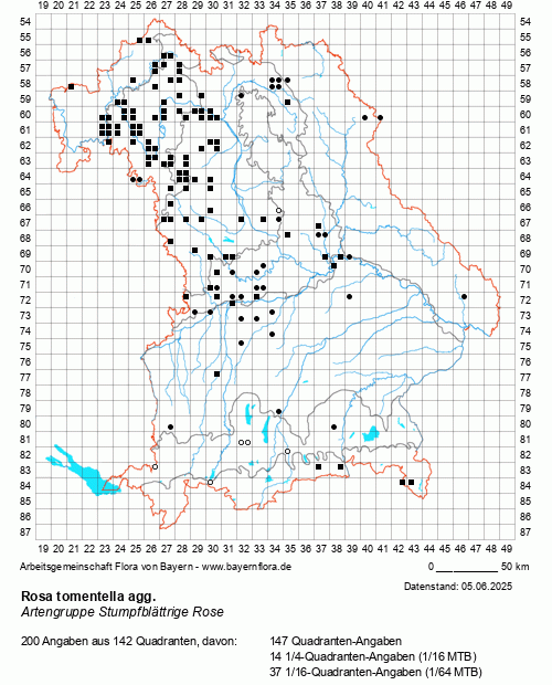 Die Verbreitungskarte zu Rosa tomentella agg. wird geladen ...