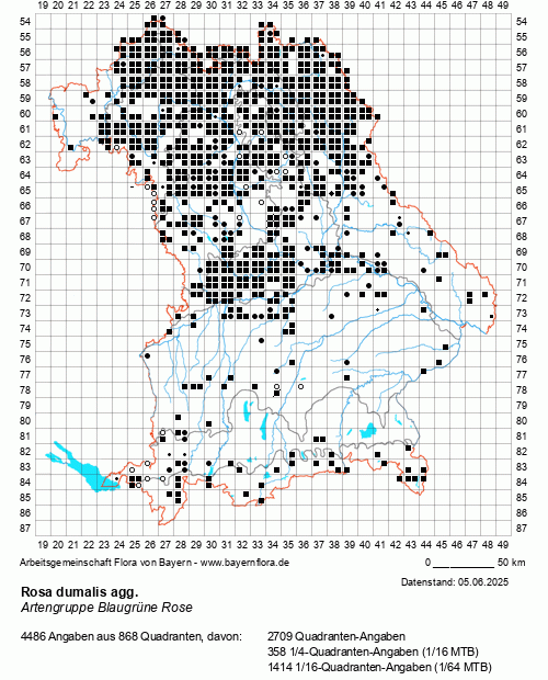 Die Verbreitungskarte zu Rosa dumalis agg. wird geladen ...