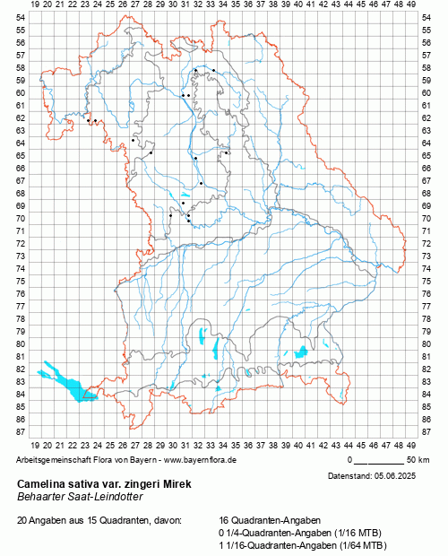 Die Verbreitungskarte zu Camelina sativa var. zingeri Mirek wird geladen ...