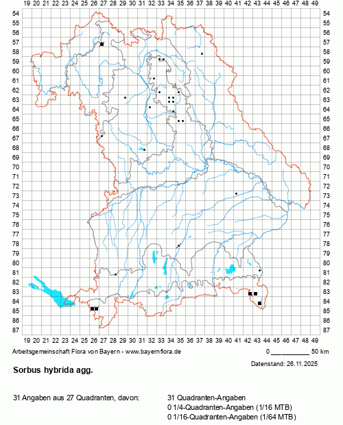 Die Verbreitungskarte zu Sorbus hybrida agg. wird geladen ...