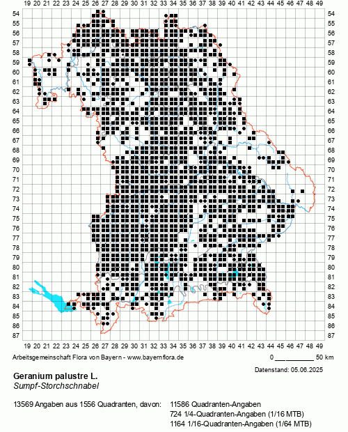 Die Verbreitungskarte zu Geranium palustre L. wird geladen ...