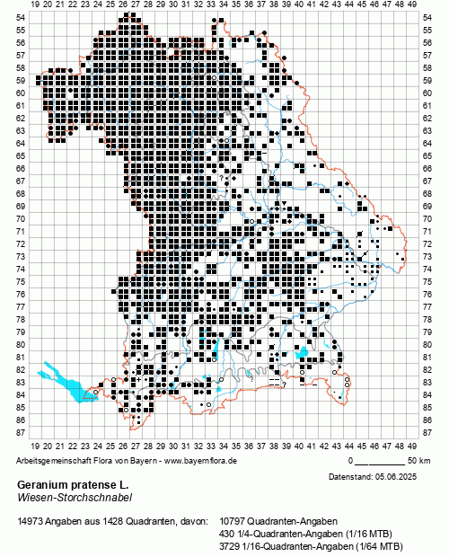 Die Verbreitungskarte zu Geranium pratense L. wird geladen ...