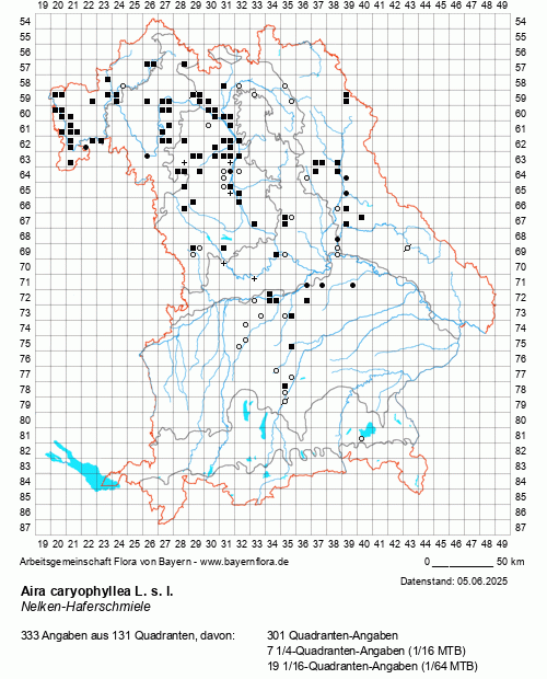 Die Verbreitungskarte zu Aira caryophyllea L. s. l. wird geladen ...