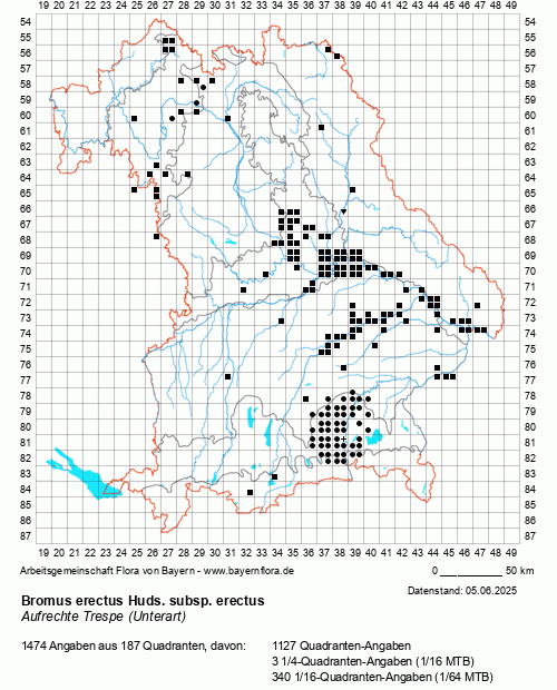 Die Verbreitungskarte zu Bromus erectus Huds. subsp. erectus wird geladen ...