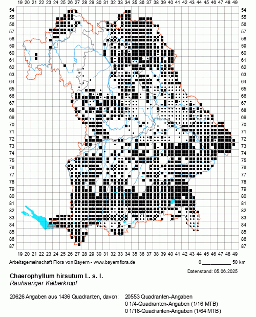 Die Verbreitungskarte zu Chaerophyllum hirsutum L. s. l. wird geladen ...