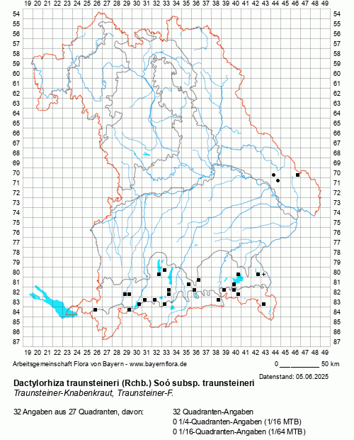 Die Verbreitungskarte zu Dactylorhiza traunsteineri (Rchb.) Soó subsp. traunsteineri wird geladen ...