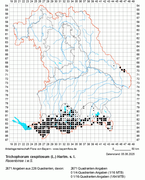 Die Verbreitungskarte zu Trichophorum cespitosum (L.) Hartm. s. l. wird geladen ...