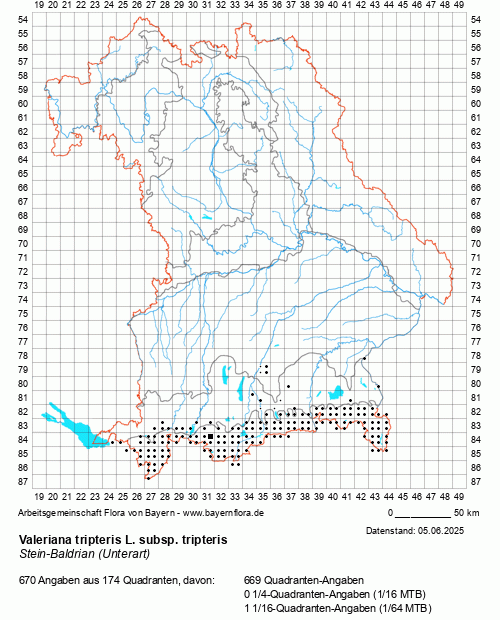 Die Verbreitungskarte zu Valeriana tripteris L. subsp. tripteris wird geladen ...