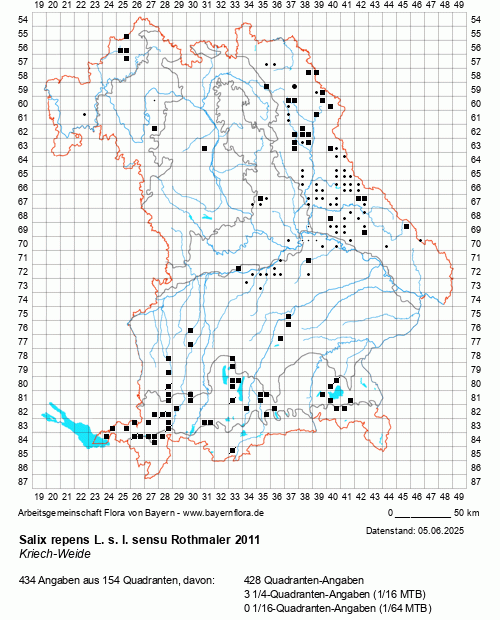 Die Verbreitungskarte zu Salix repens L. s. l. sensu Rothmaler 2011 wird geladen ...