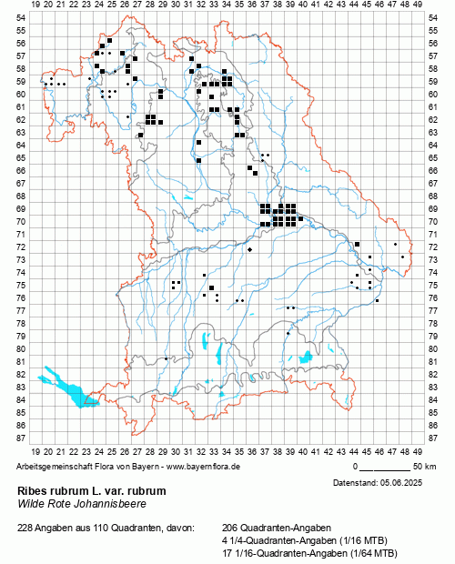 Die Verbreitungskarte zu Ribes rubrum L. var. rubrum wird geladen ...