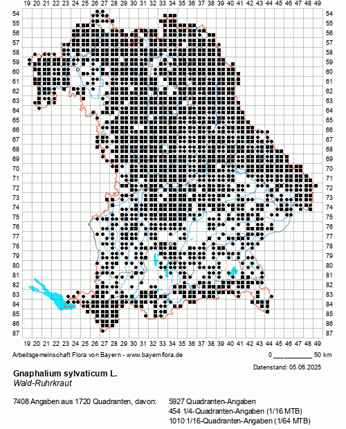 Die Verbreitungskarte zu Gnaphalium sylvaticum L. wird geladen ...