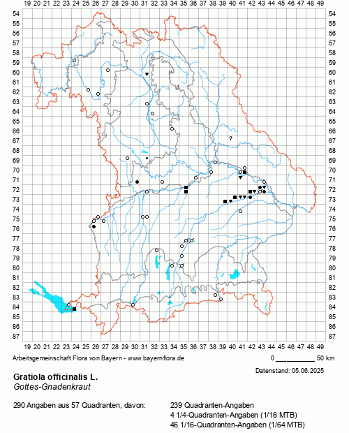 Die Verbreitungskarte zu Gratiola officinalis L. wird geladen ...