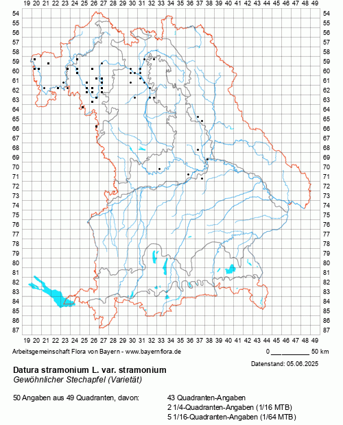 Die Verbreitungskarte zu Datura stramonium L. var. stramonium wird geladen ...