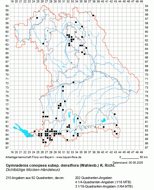 Die Verbreitungskarte zu Gymnadenia conopsea subsp. densiflora (Wahlenb.) K. Richt. wird geladen ...