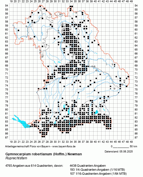 Die Verbreitungskarte zu Gymnocarpium robertianum (Hoffm.) Newman wird geladen ...