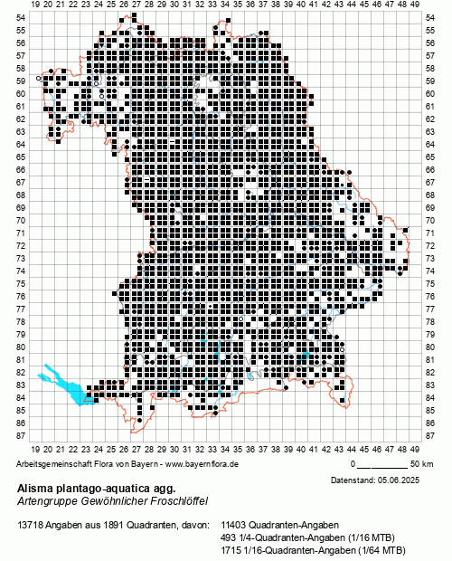 Die Verbreitungskarte zu Alisma plantago-aquatica agg. wird geladen ...