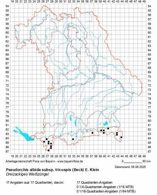 Die Verbreitungskarte zu Pseudorchis albida subsp. tricuspis (Beck) E. Klein wird geladen ...