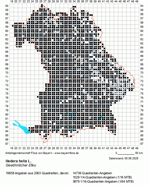 Die Verbreitungskarte zu Hedera helix L. wird geladen ...