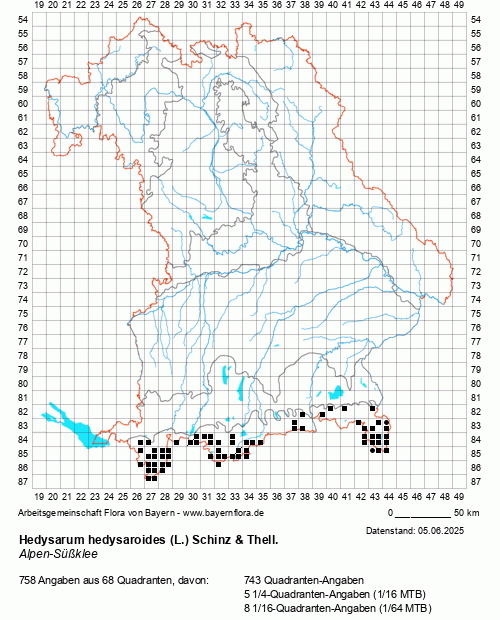 Die Verbreitungskarte zu Hedysarum hedysaroides (L.) Schinz & Thell. wird geladen ...