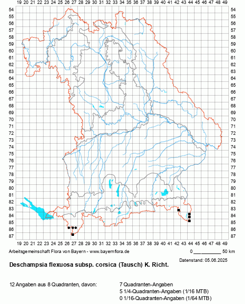 Die Verbreitungskarte zu Deschampsia flexuosa subsp. corsica (Tausch) K. Richt. wird geladen ...