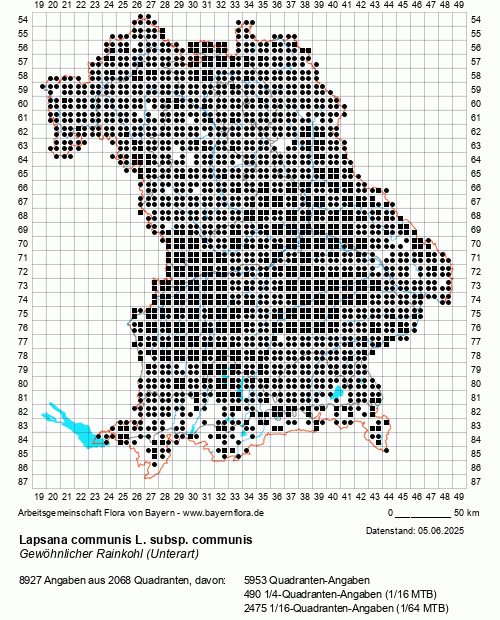 Die Verbreitungskarte zu Lapsana communis L. subsp. communis wird geladen ...