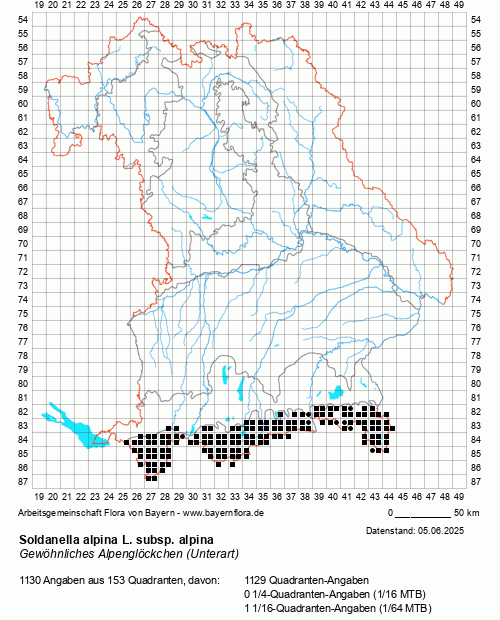 Die Verbreitungskarte zu Soldanella alpina L. subsp. alpina wird geladen ...