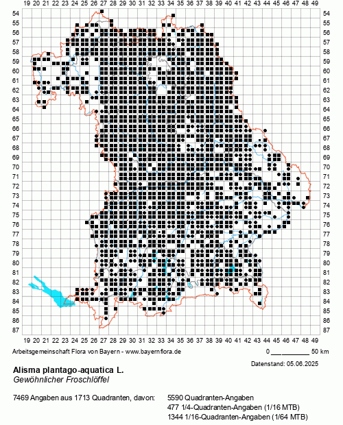 Die Verbreitungskarte zu Alisma plantago-aquatica L. wird geladen ...