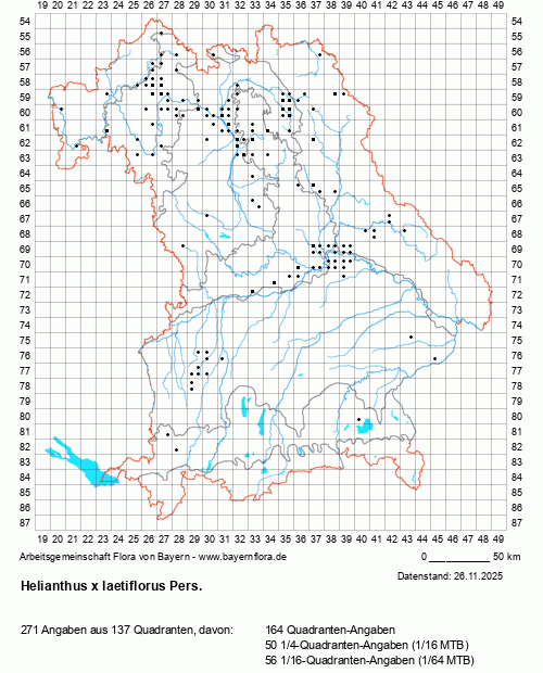 Die Verbreitungskarte zu Helianthus x laetiflorus Pers. wird geladen ...