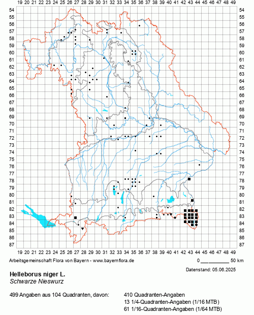 Die Verbreitungskarte zu Helleborus niger L. wird geladen ...