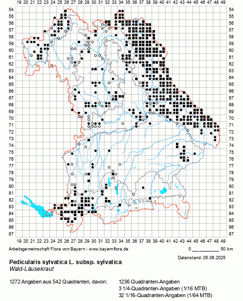 Die Verbreitungskarte zu Pedicularis sylvatica L. subsp. sylvatica wird geladen ...