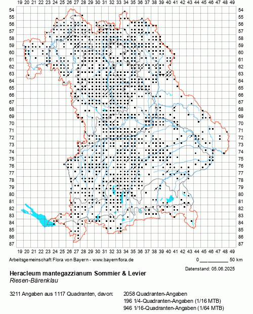 Die Verbreitungskarte zu Heracleum mantegazzianum Sommier & Levier wird geladen ...