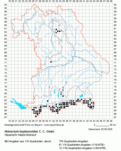 Die Verbreitungskarte zu Hieracium bupleuroides C. C. Gmel. wird geladen ...
