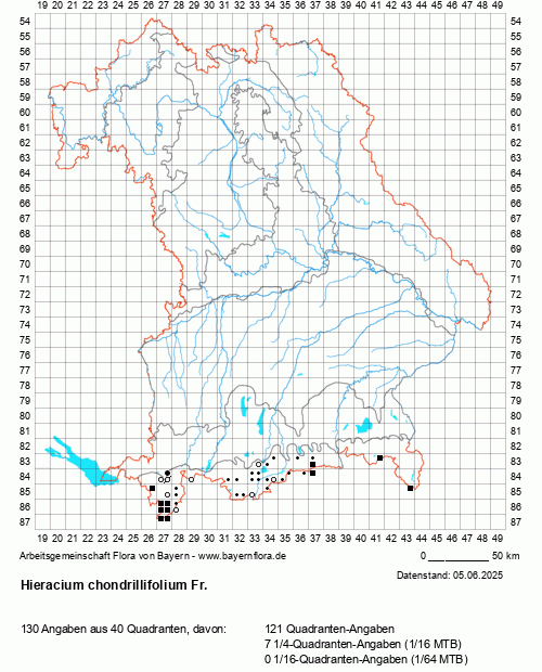 Die Verbreitungskarte zu Hieracium chondrillifolium Fr. wird geladen ...
