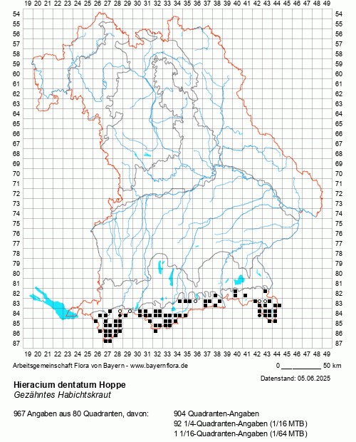 Die Verbreitungskarte zu Hieracium dentatum Hoppe wird geladen ...