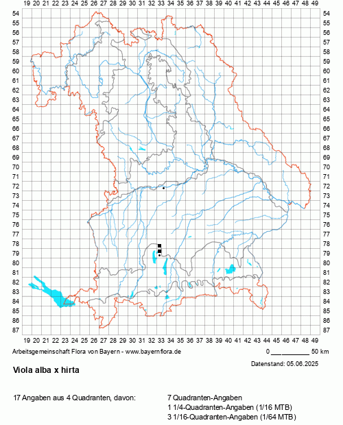 Die Verbreitungskarte zu Viola alba x hirta wird geladen ...