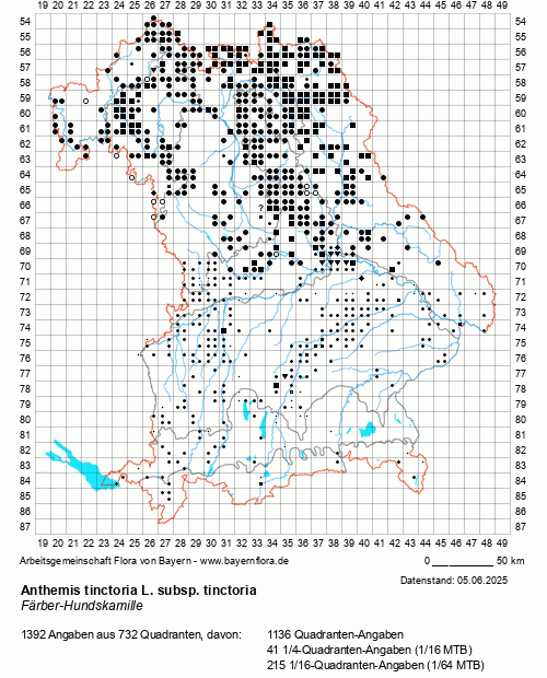 Die Verbreitungskarte zu Anthemis tinctoria L. subsp. tinctoria wird geladen ...