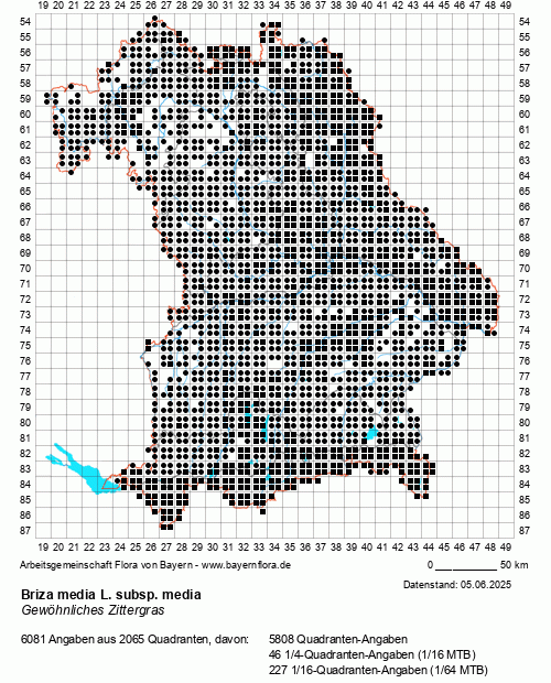 Die Verbreitungskarte zu Briza media L. subsp. media wird geladen ...