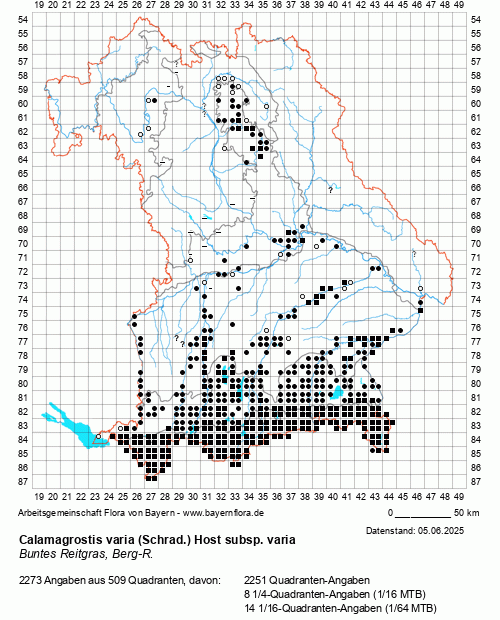 Die Verbreitungskarte zu Calamagrostis varia (Schrad.) Host subsp. varia wird geladen ...