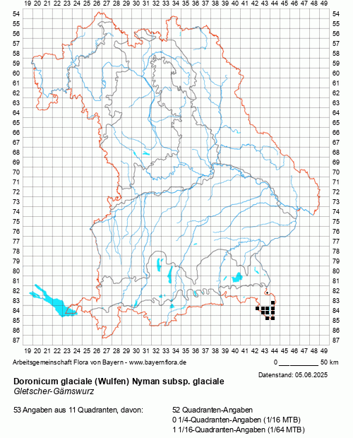 Die Verbreitungskarte zu Doronicum glaciale (Wulfen) Nyman subsp. glaciale wird geladen ...