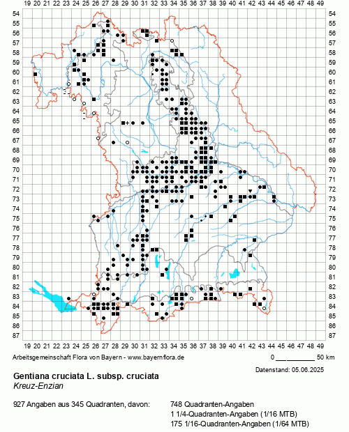 Die Verbreitungskarte zu Gentiana cruciata L. subsp. cruciata wird geladen ...