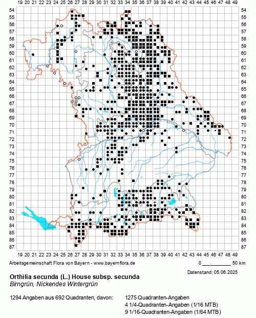 Die Verbreitungskarte zu Orthilia secunda (L.) House subsp. secunda wird geladen ...