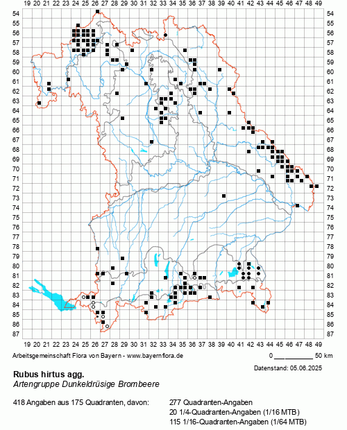 Die Verbreitungskarte zu Rubus hirtus agg. wird geladen ...