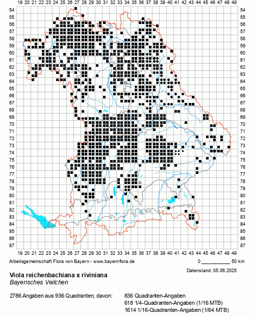 Die Verbreitungskarte zu Viola reichenbachiana x riviniana wird geladen ...