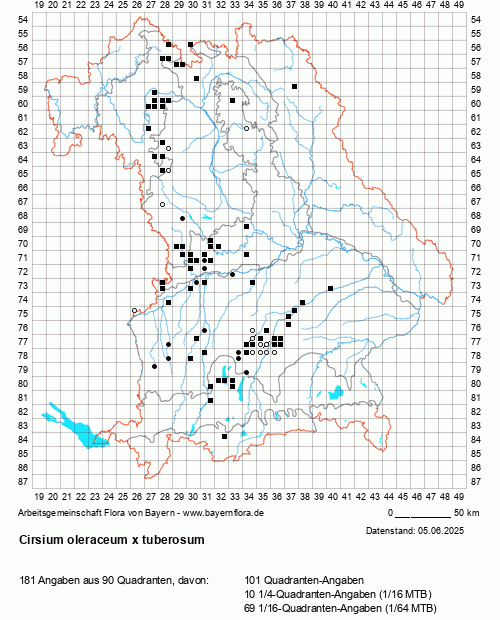 Die Verbreitungskarte zu Cirsium oleraceum x tuberosum wird geladen ...