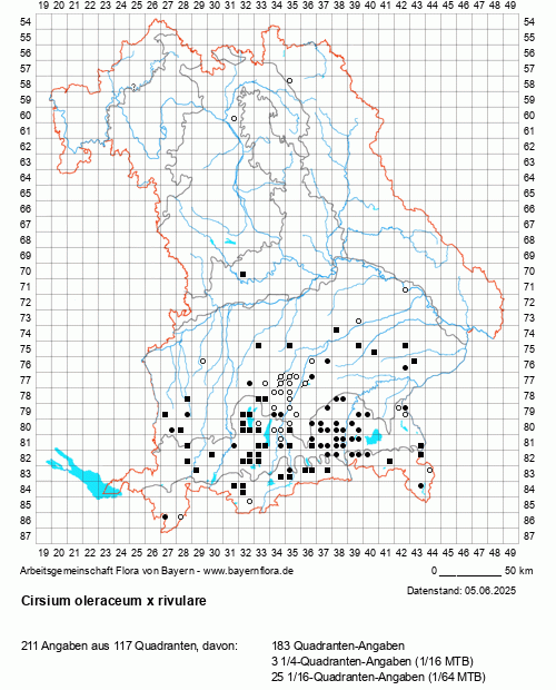 Die Verbreitungskarte zu Cirsium oleraceum x rivulare wird geladen ...