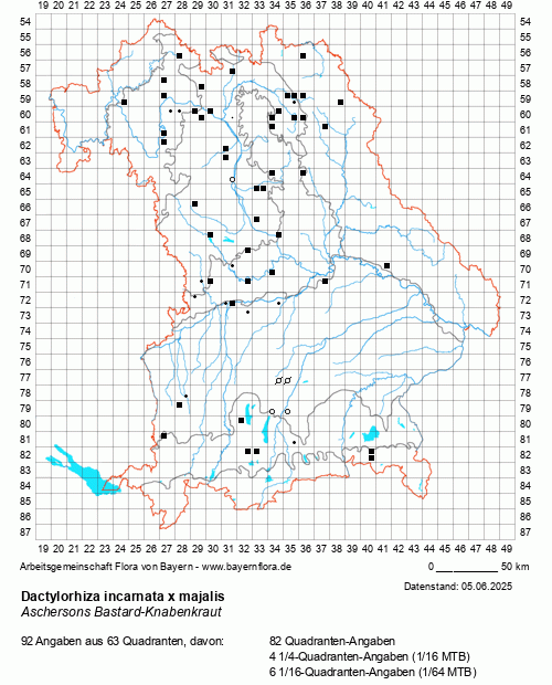 Die Verbreitungskarte zu Dactylorhiza incarnata x majalis wird geladen ...