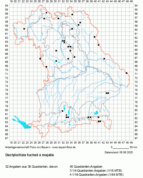 Die Verbreitungskarte zu Dactylorhiza fuchsii x majalis wird geladen ...