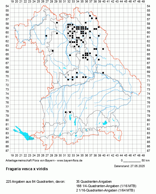 Die Verbreitungskarte zu Fragaria vesca x viridis wird geladen ...