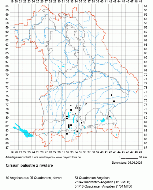 Die Verbreitungskarte zu Cirsium palustre x rivulare wird geladen ...